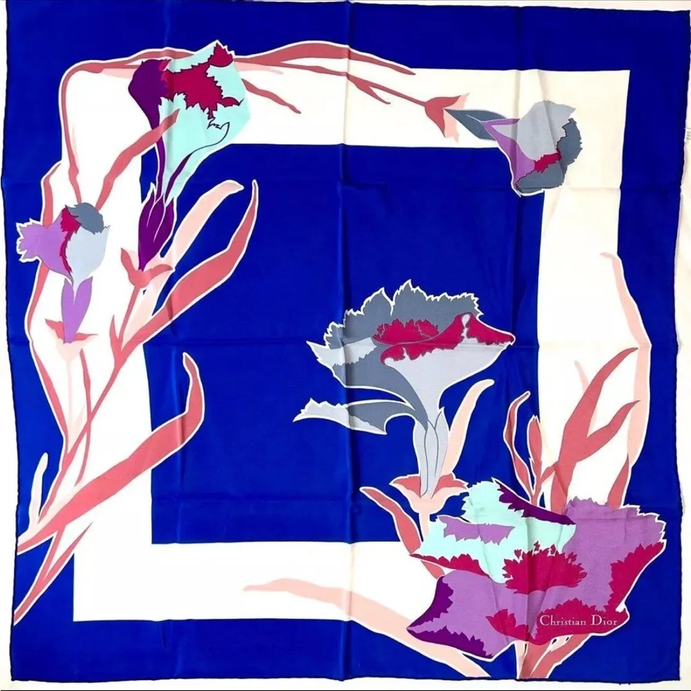 Dior Blue Floral Scarf